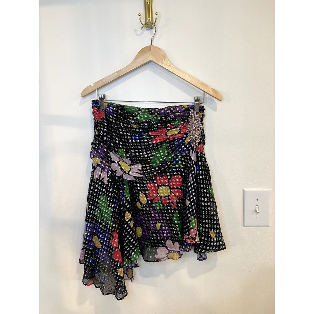 Dodo Bar Or Asymmetrical Floral Embellished Mini Skirt Metallic 42
